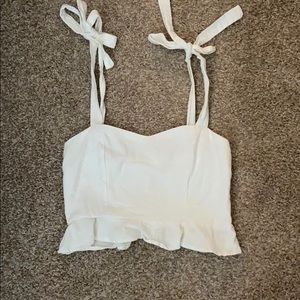 La hearts white cropped peplum, tie straps
